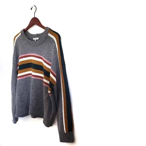 Madewell Striped Rainbow Gray Pullover Sweater XXL - Picture 4 of 15